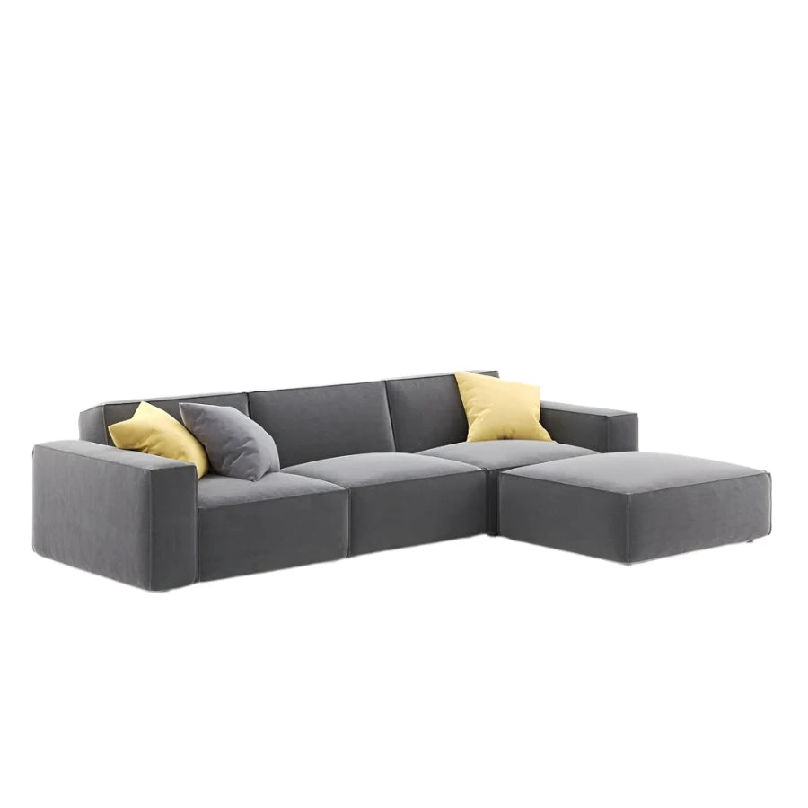 Modular Sofa Como in Sleek Grey with Bold Yellow Cushions