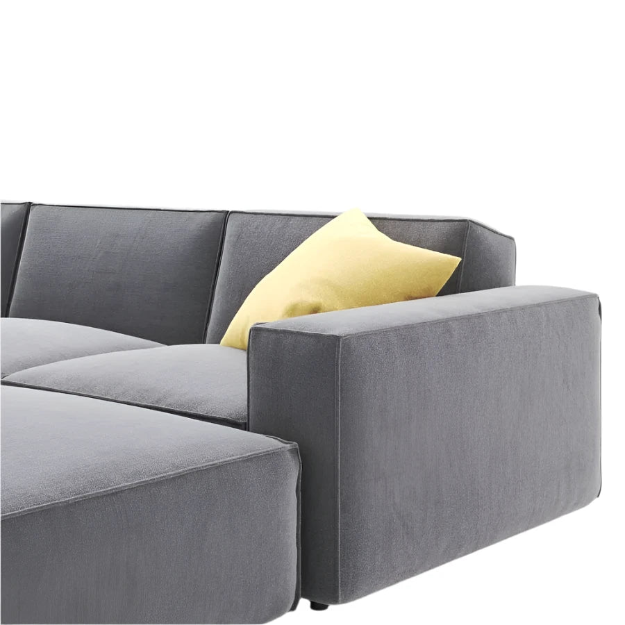 Modular Sofa Como in Sleek Grey with Bold Yellow Cushions