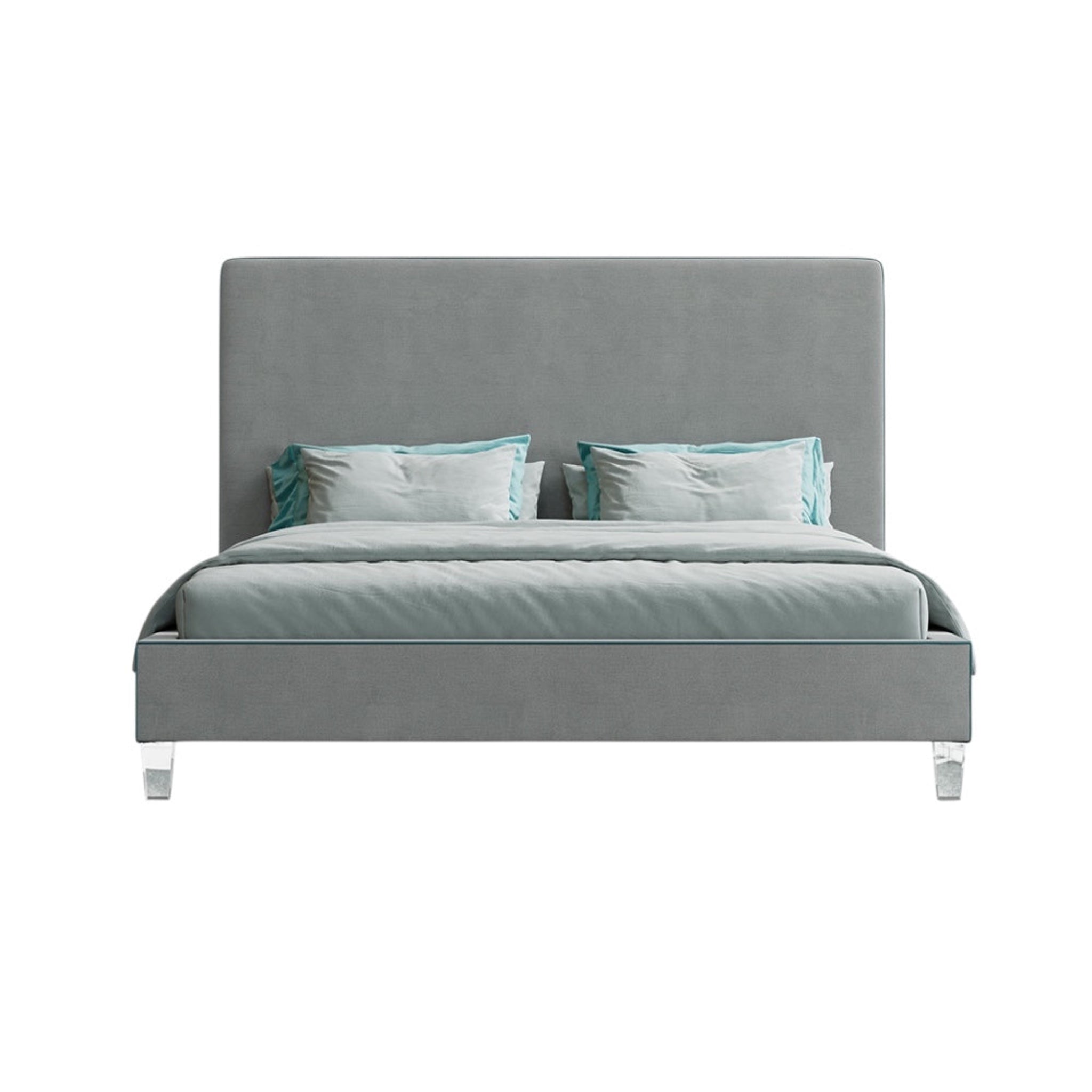 Barnes Bed with High Headboard and Clear Acrylic Legs