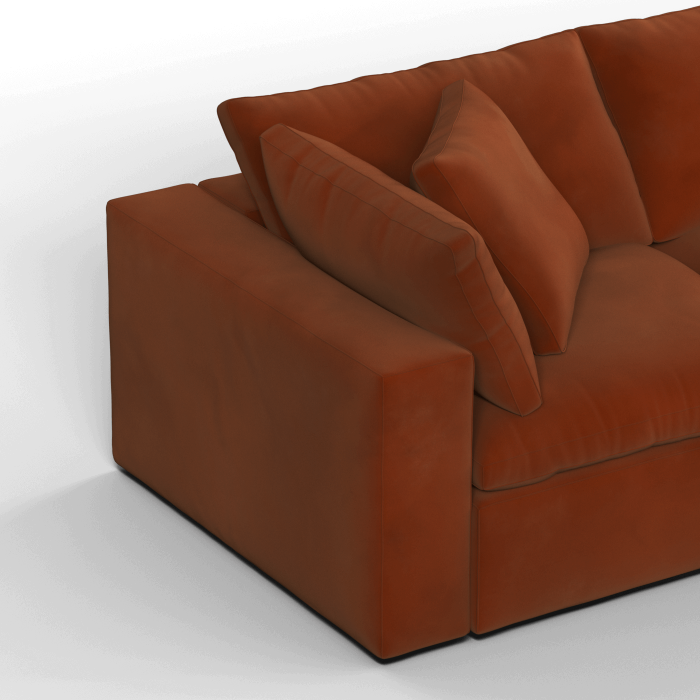 Canapé d'angle modulaire trois places Ari avec personnalisation complète du tissu