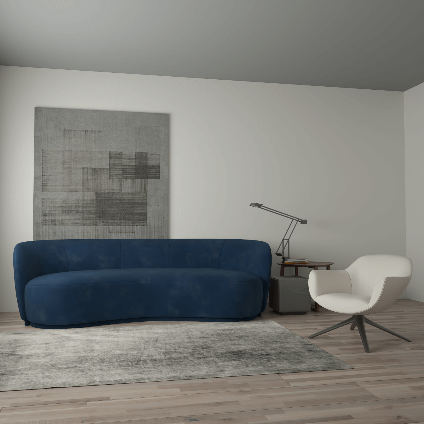 Posh Bouclé-Sofa mit geschwungenem Design