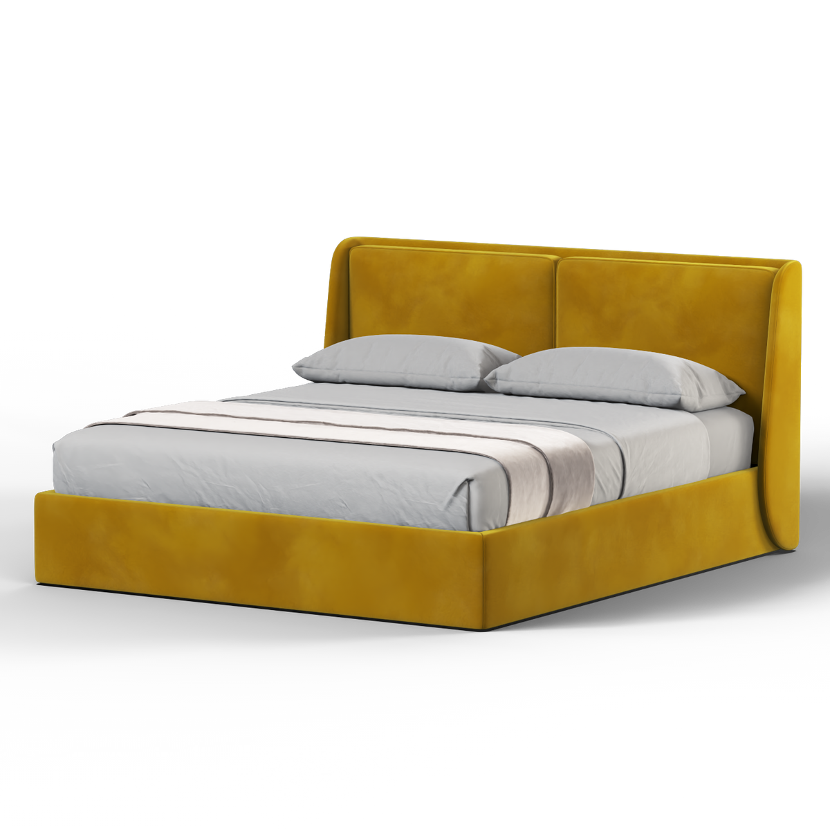 Bedspoke Ruby Soft Upholstered Bed – Mustard Yellow Velvet