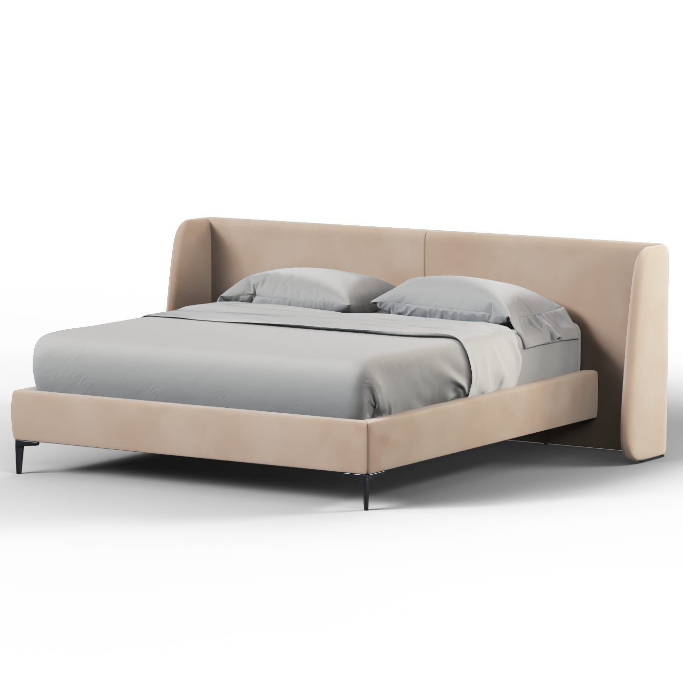 Abbey Upholstered Bed with Structured Headboard and Refined Lines