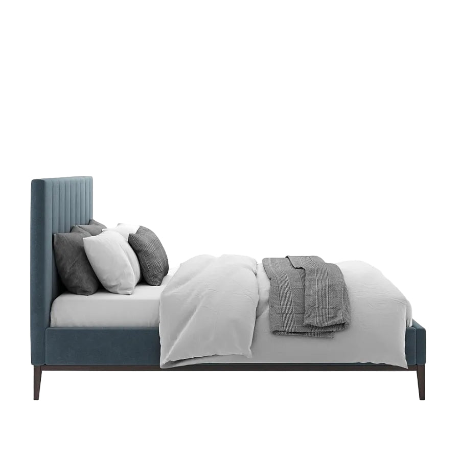 Lit plateforme rembourré en velours Amelia