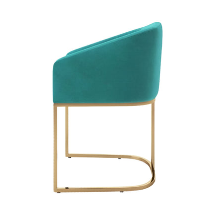 Chaise de salle à manger Remy avec dossier incurvé et cadre en métal doré