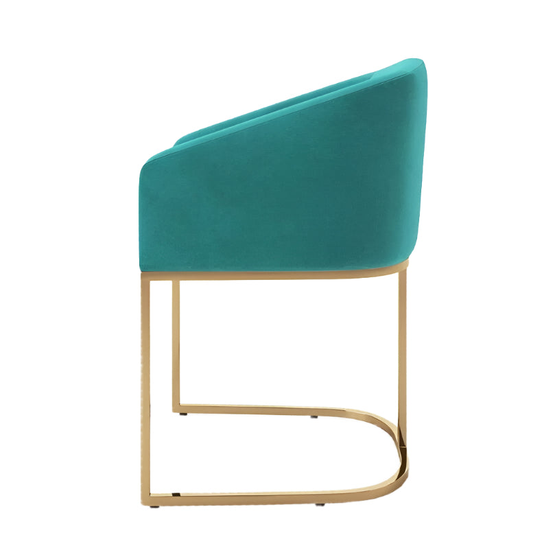 Chaise de salle à manger Remy avec dossier incurvé et cadre en métal doré