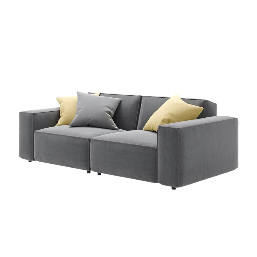 Thor 2 Seater Sofa – Grey Upholstered Couch with Square Armrests