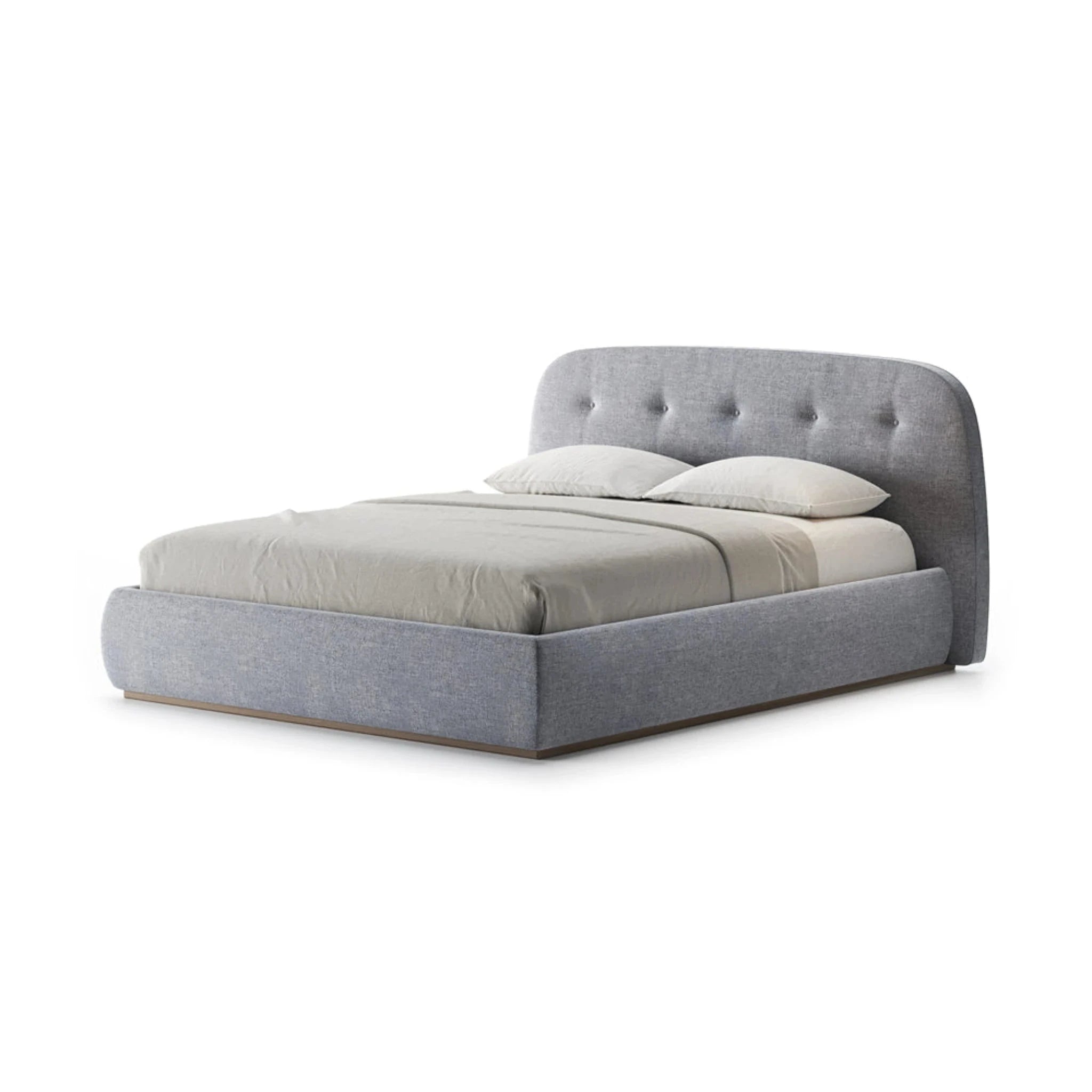 Sofia Curved Tufted Bed with Light Grey Platform
