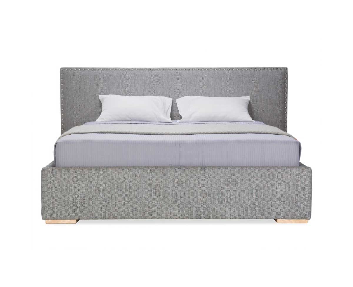 Rovena Double Bed with Nailhead-Trimmed Upholstered Headboard