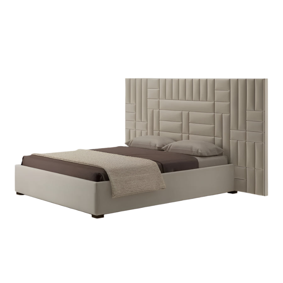 Bernadette Upholstered Bed with High Geometric Headboard