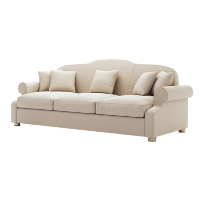 Handmade Vittoria 3-Seater Sofa with beech wood frame and quilted upholstery