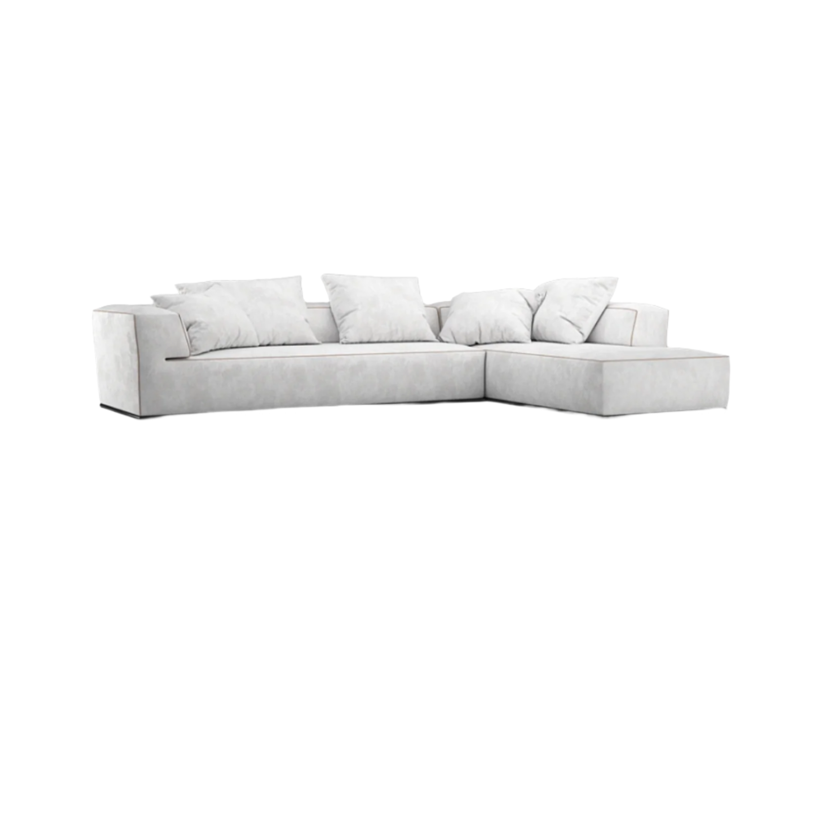 Corner view of Kano sectional showing solid frame and structured cushions