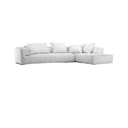 Corner view of Kano sectional showing solid frame and structured cushions