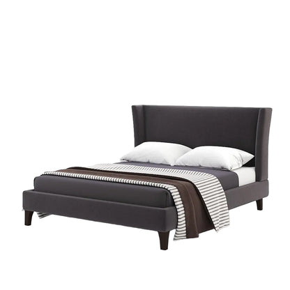 Lit Gunnar à tête de lit haute avec cadre rembourré et pieds en bois