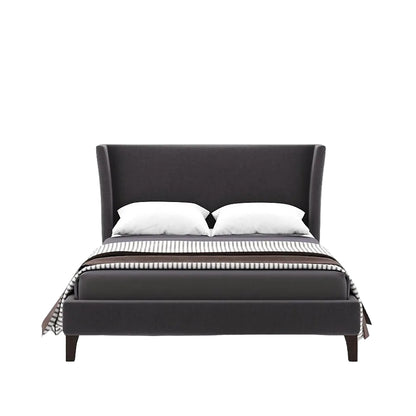 Lit Gunnar à tête de lit haute avec cadre rembourré et pieds en bois