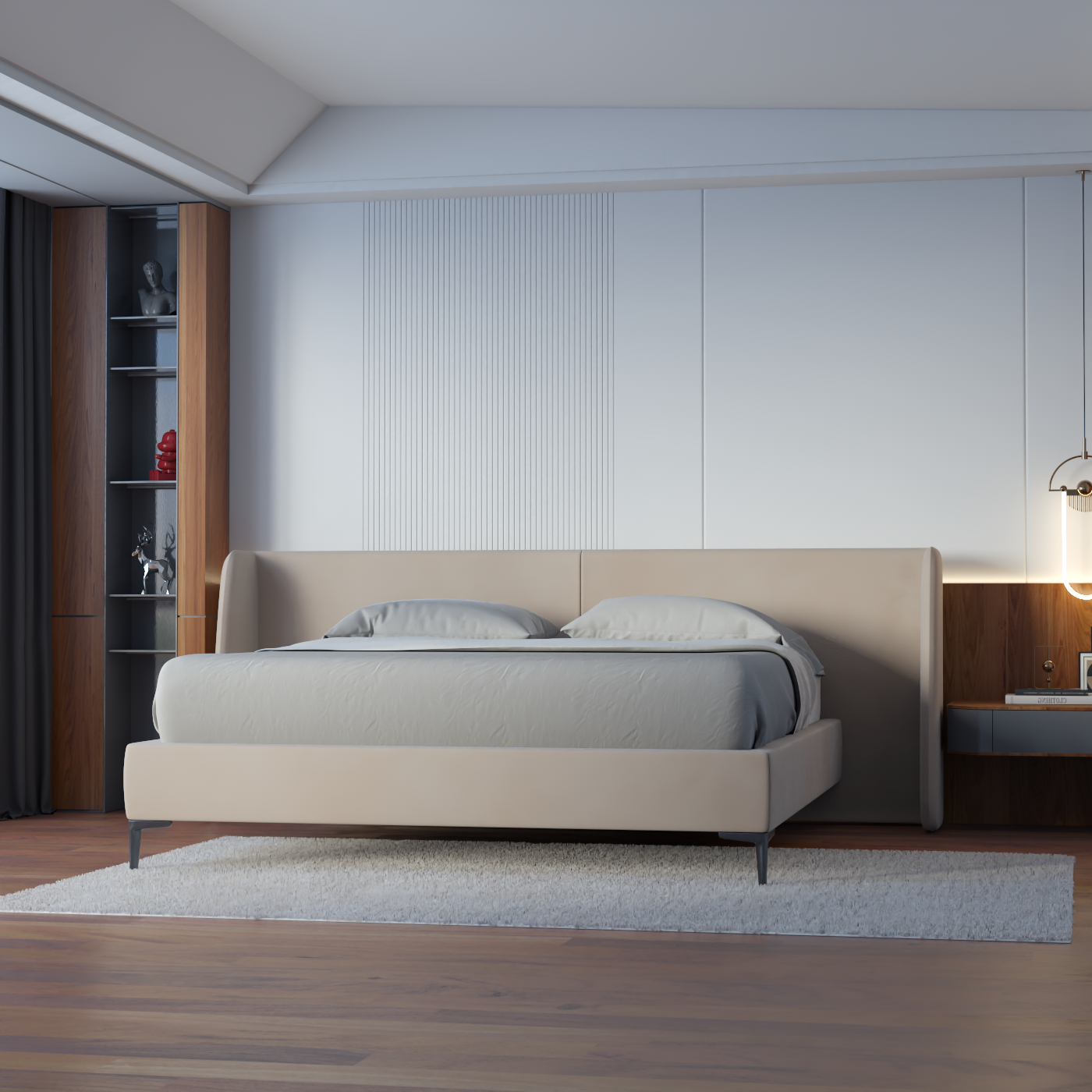 Abbey Upholstered Bed with Structured Headboard and Refined Lines