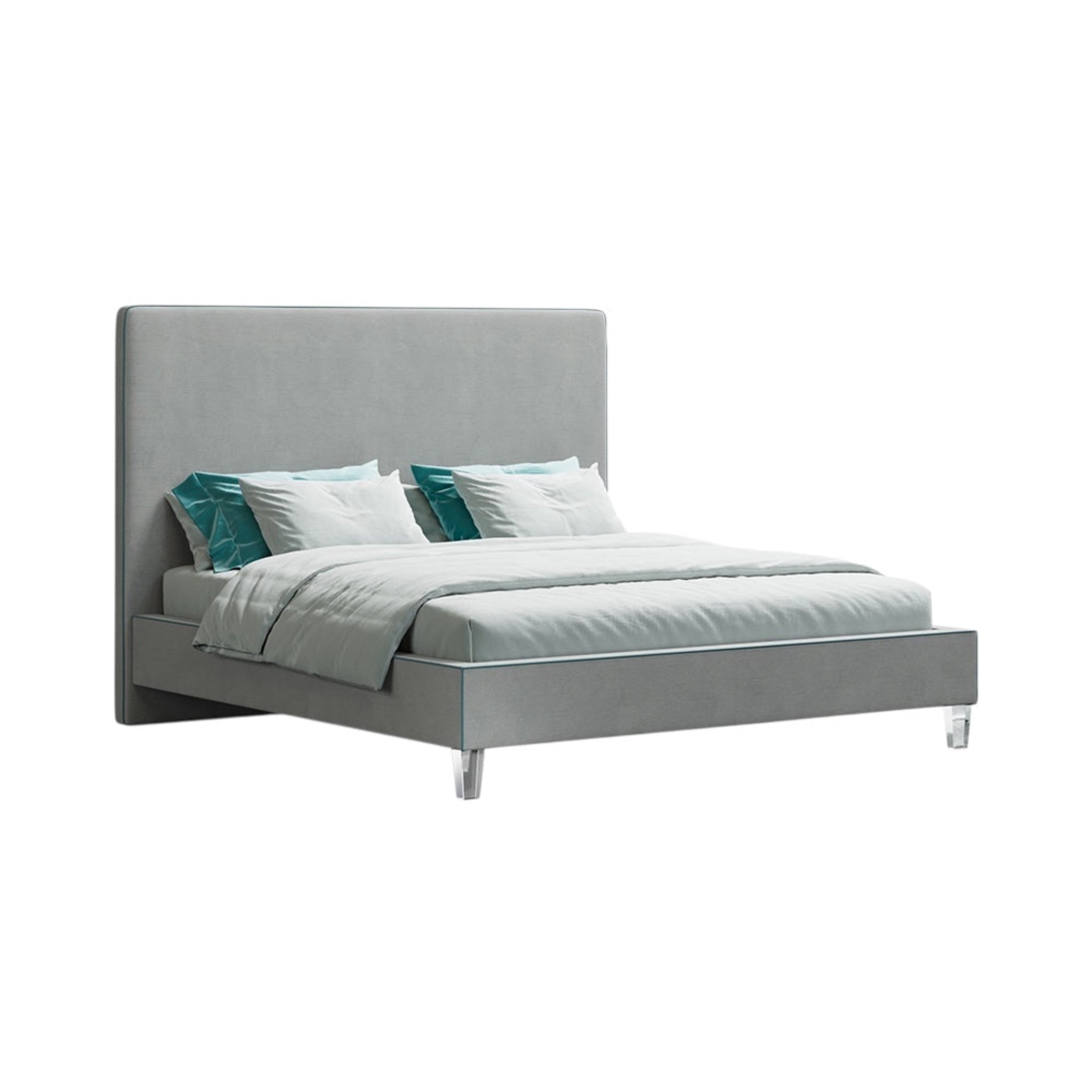 Barnes Bed with High Headboard and Clear Acrylic Legs