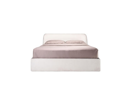 Lit double Avice avec tête de lit rembourrée arrondie