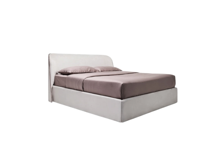 Lit double Avice avec tête de lit rembourrée arrondie