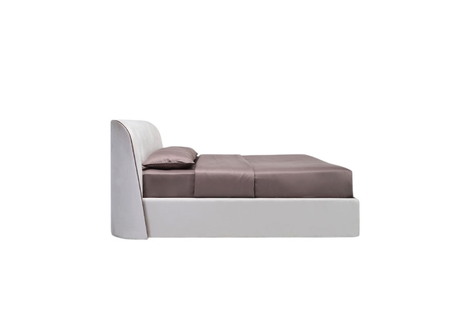 Lit double Avice avec tête de lit rembourrée arrondie