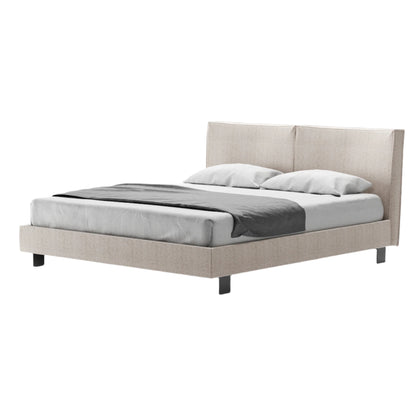 Lit rembourré Lia en tissu gris clair