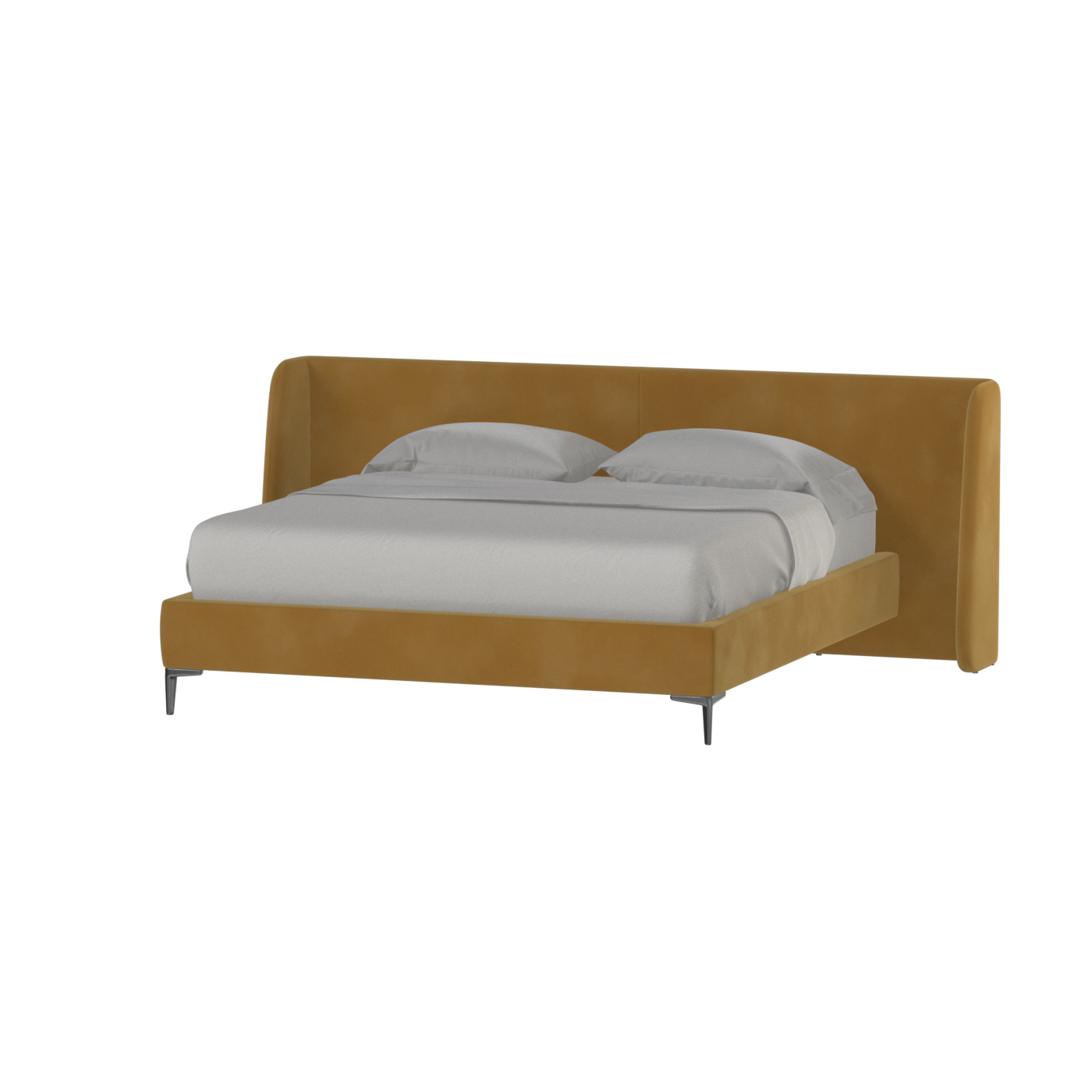 Pskov Upholstered Bed with Structured Headboard and Refined Lines