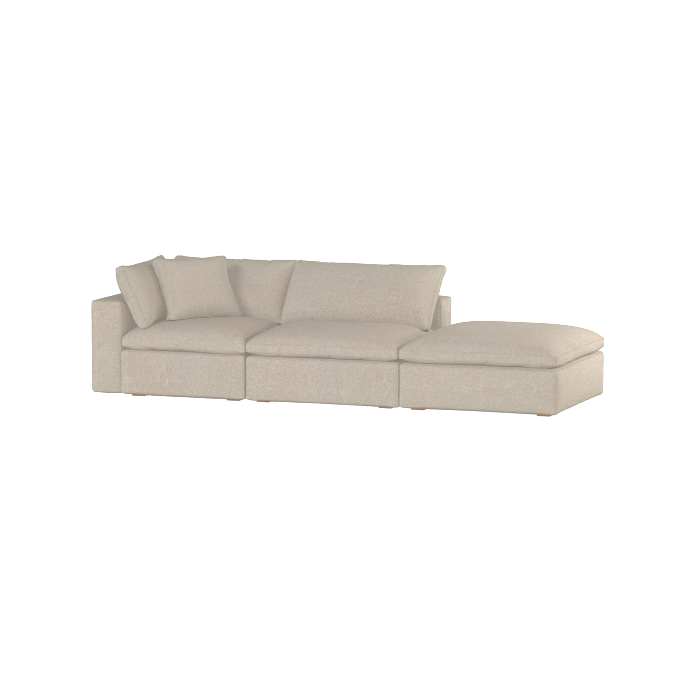 Canapé d'angle modulable Ari avec pouf - Large choix de tissus