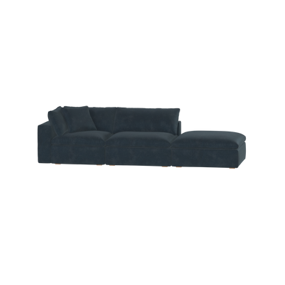 Canapé d'angle modulable Ari avec pouf - Large choix de tissus