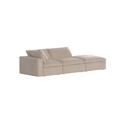 Canapé d'angle modulable Ari avec pouf - Large choix de tissus