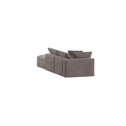 Canapé d'angle modulable Ari avec pouf - Large choix de tissus