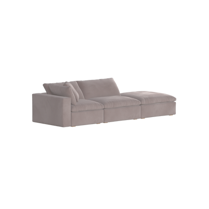 Canapé d'angle modulable Ari avec pouf - Large choix de tissus