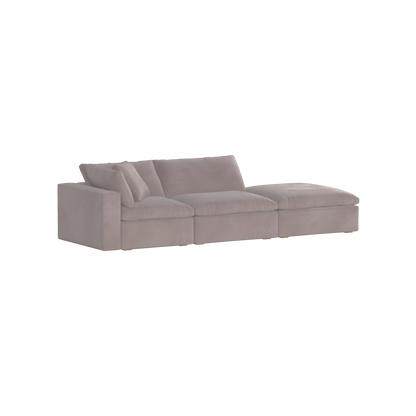 Canapé d'angle modulable Ari avec pouf - Large choix de tissus