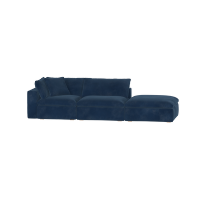 Canapé d'angle modulable Ari avec pouf - Large choix de tissus
