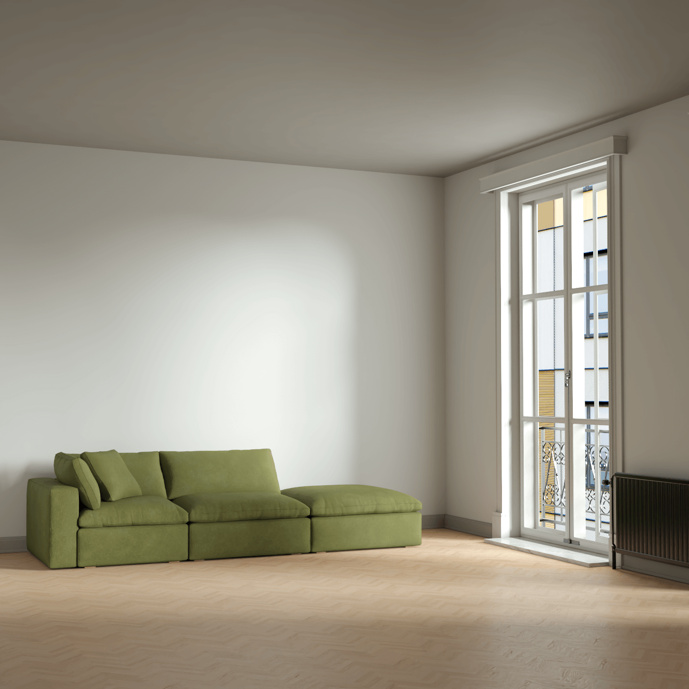 Ari modular corner Sofa with pouffe - Wide fabric range