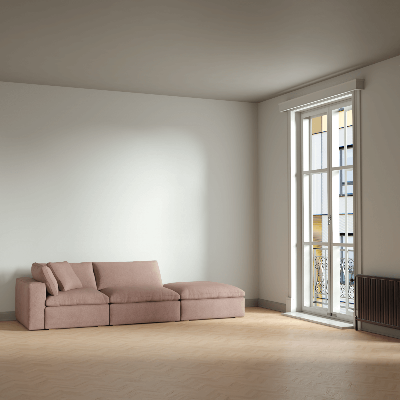 Ari modular corner Sofa with pouffe - Wide fabric range