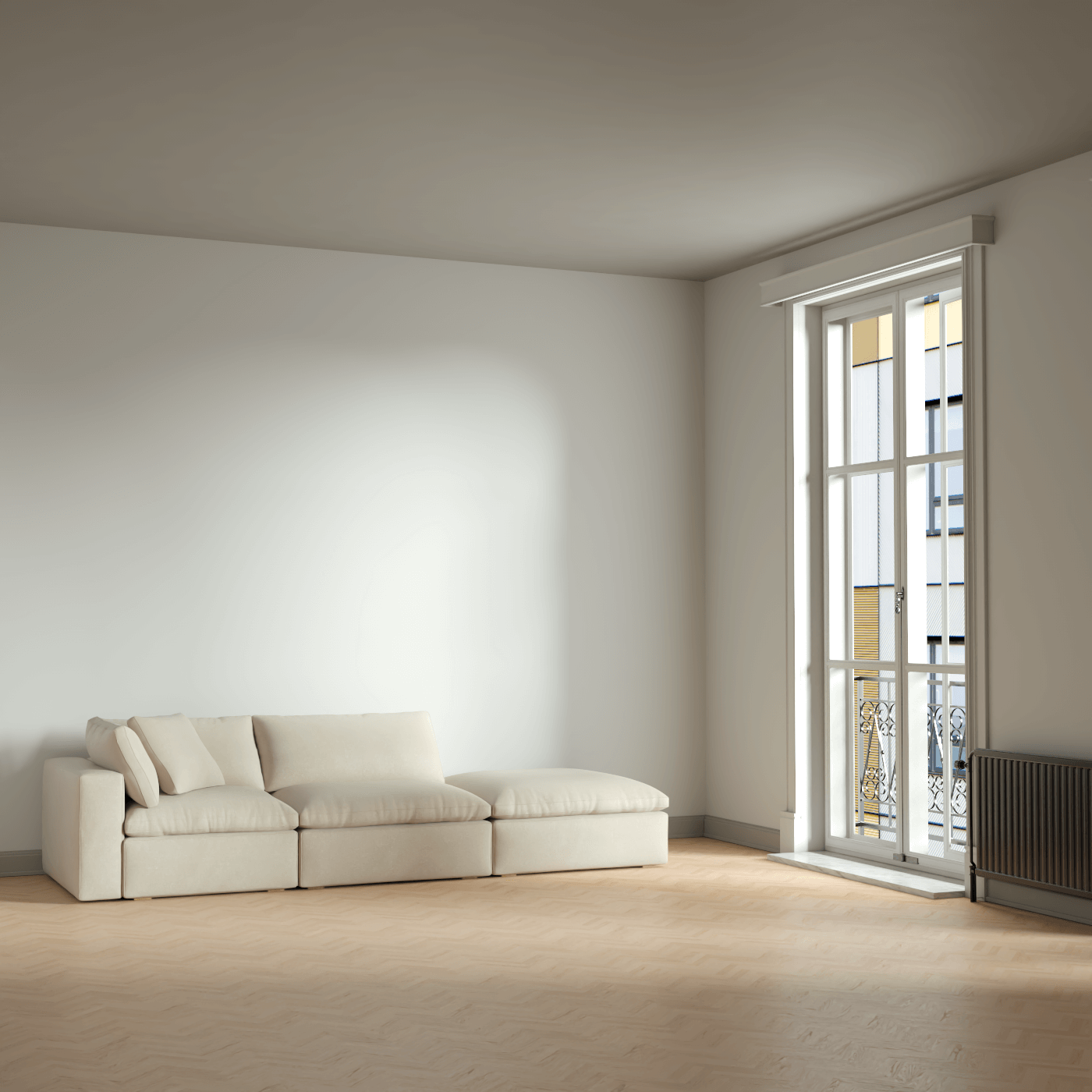 Ari modular corner Sofa with pouffe - Wide fabric range