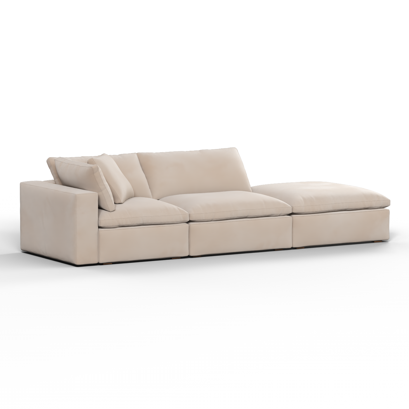 Canapé d'angle modulable Ari avec pouf - Large choix de tissus