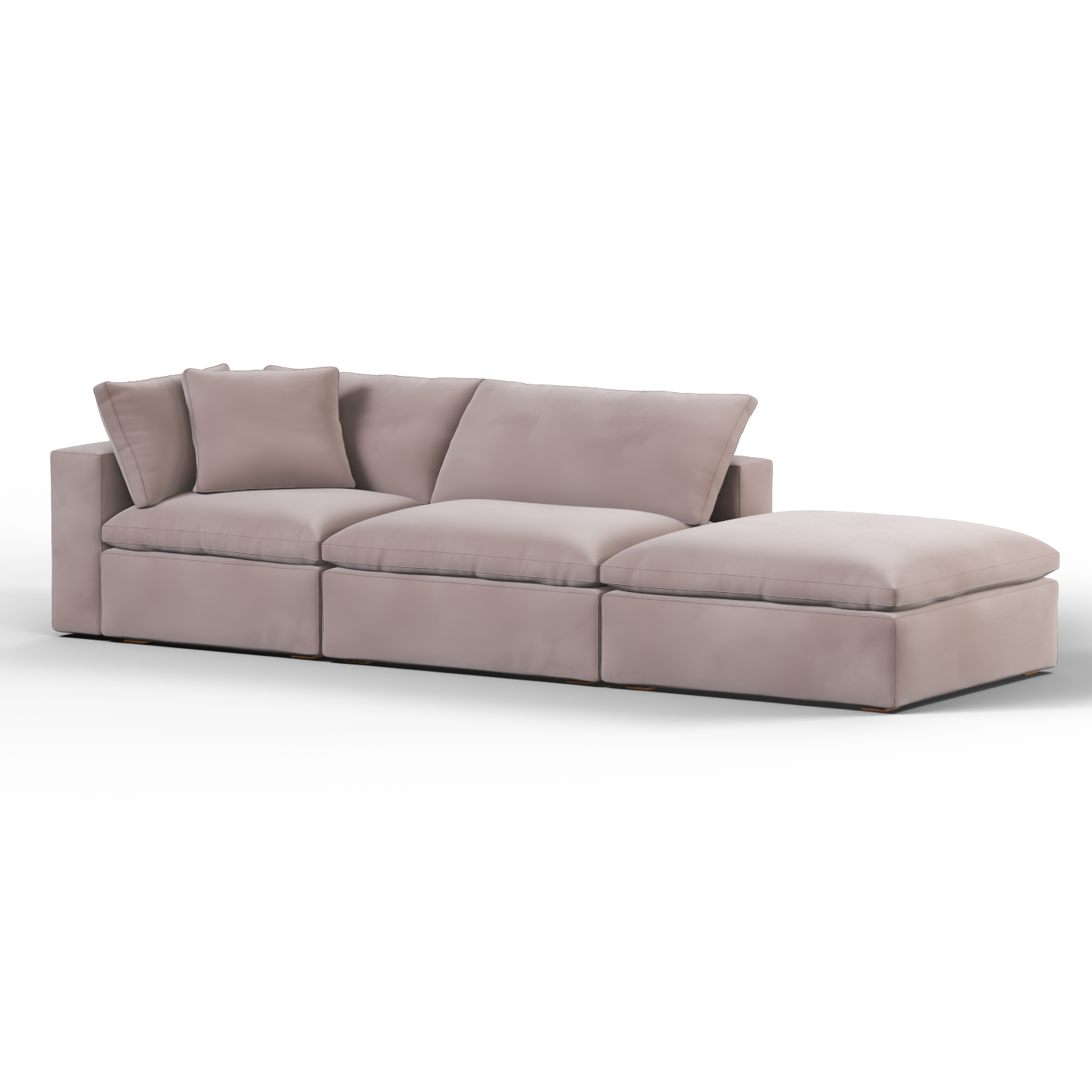 Canapé d'angle modulable Ari avec pouf - Large choix de tissus