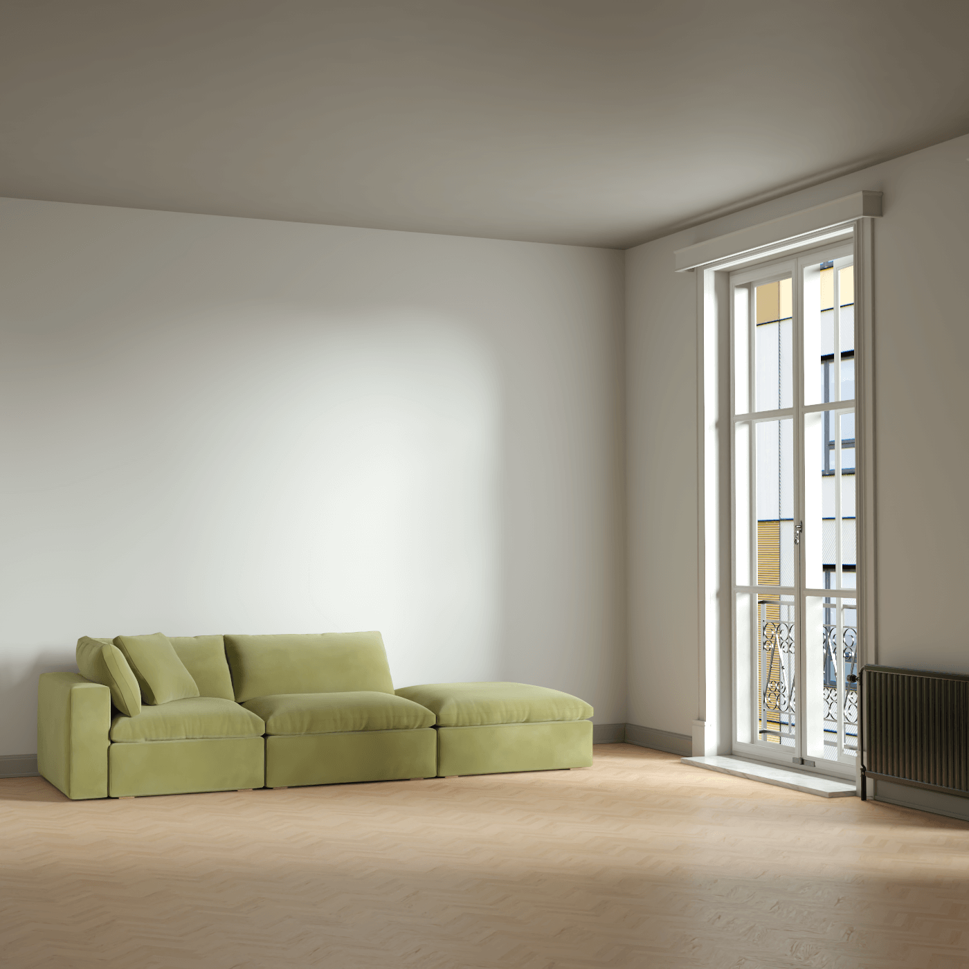 Ari modular corner Sofa with pouffe - Wide fabric range
