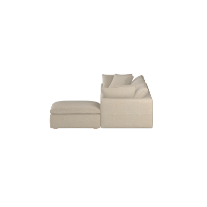 Canapé d'angle modulaire trois places Ari avec personnalisation complète du tissu