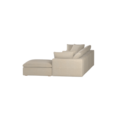 Canapé d'angle modulaire trois places Ari avec personnalisation complète du tissu