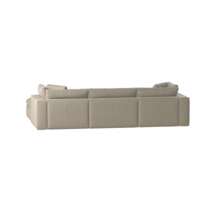 Canapé d'angle modulaire trois places Ari avec personnalisation complète du tissu