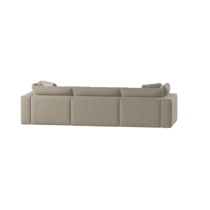 Canapé d'angle modulaire trois places Ari avec personnalisation complète du tissu