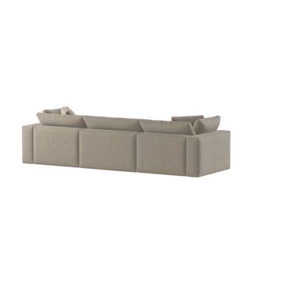 Canapé d'angle modulaire trois places Ari avec personnalisation complète du tissu