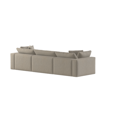 Canapé d'angle modulaire trois places Ari avec personnalisation complète du tissu