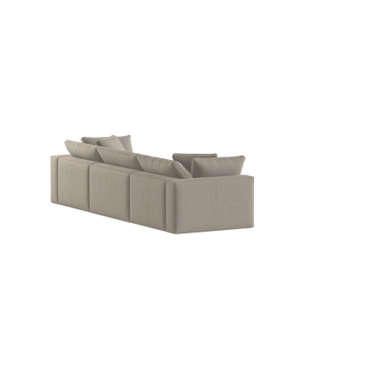 Canapé d'angle modulaire trois places Ari avec personnalisation complète du tissu