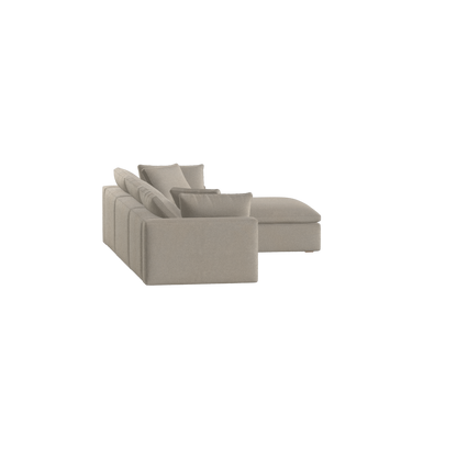 Canapé d'angle modulaire trois places Ari avec personnalisation complète du tissu