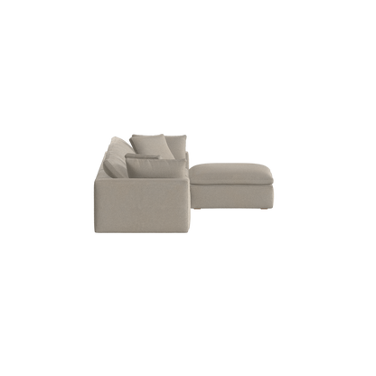 Canapé d'angle modulaire trois places Ari avec personnalisation complète du tissu