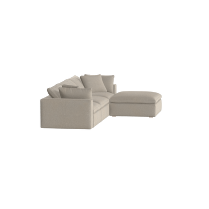 Canapé d'angle modulaire trois places Ari avec personnalisation complète du tissu