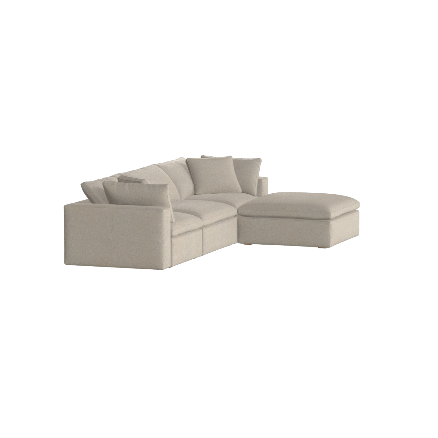 Canapé d'angle modulaire trois places Ari avec personnalisation complète du tissu